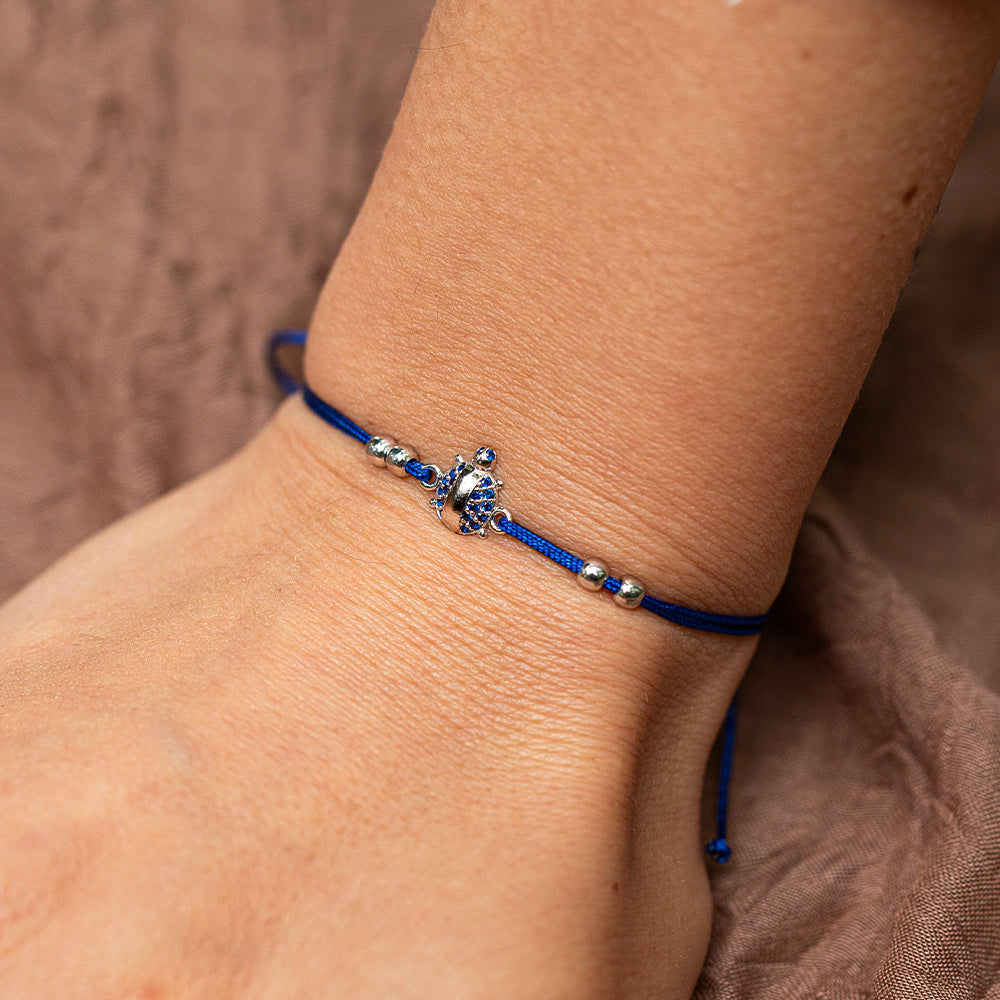 Royal Blue Altın İp Bileklik - Lucky Bug