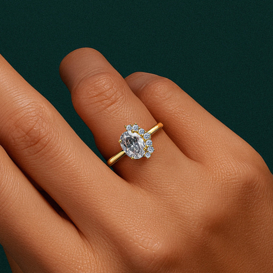 Pırlantalı Beyaz Topaz Vintage Yüzük - Lara