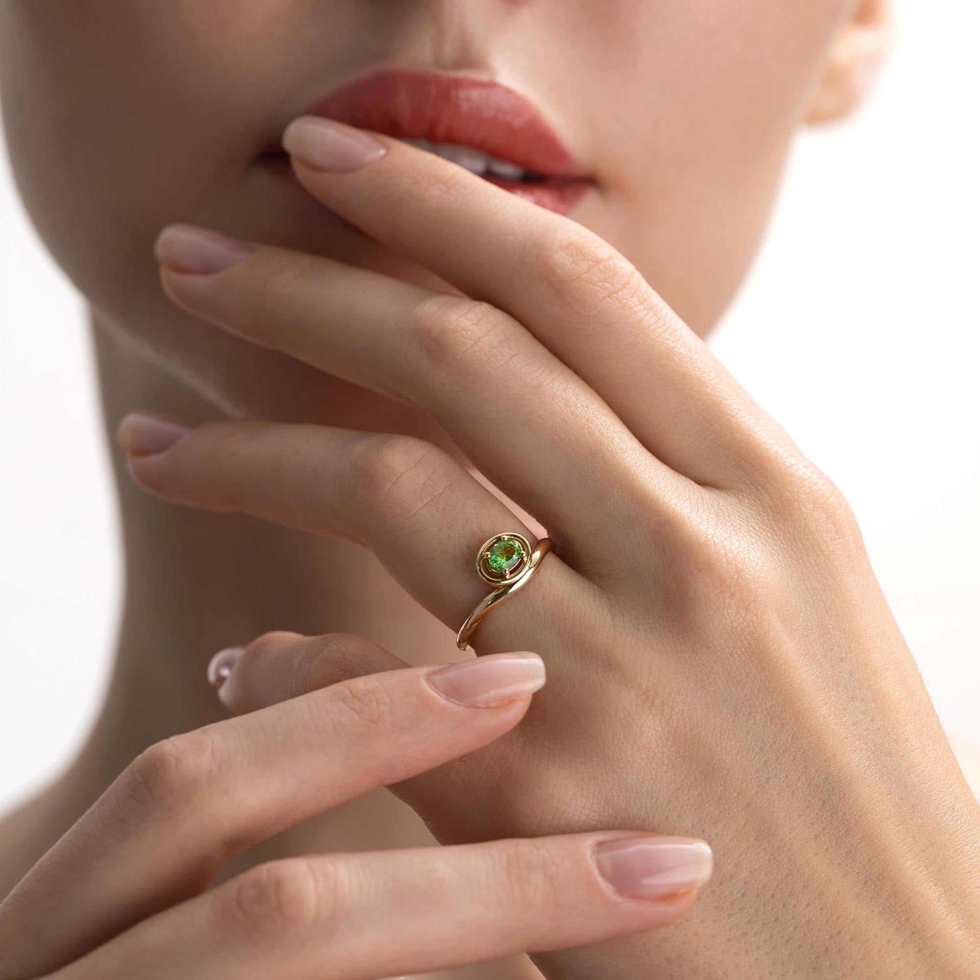 Volcano Doğal Yeşil Obidyen Yüzük