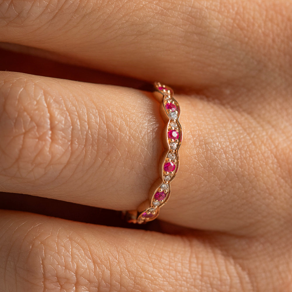 Pırlanta Yakut Vintage Yüzük