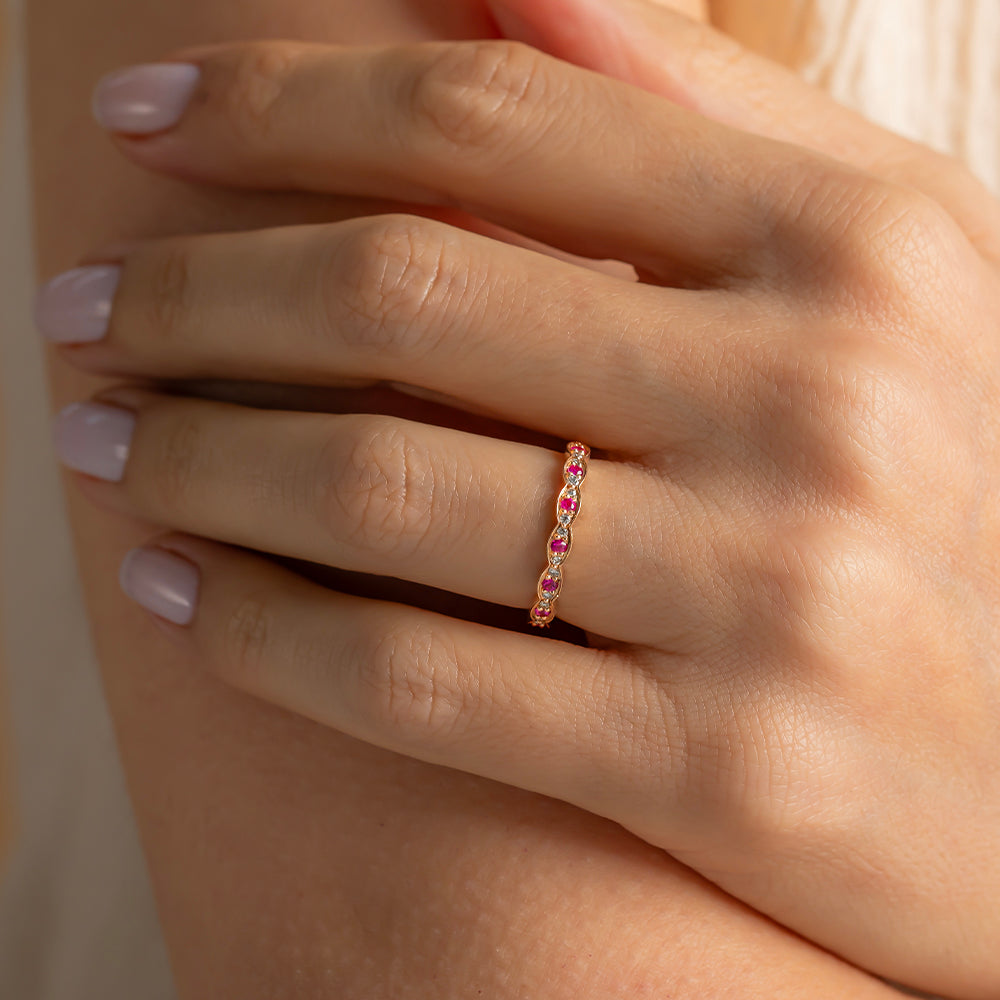 Pırlanta Yakut Vintage Yüzük