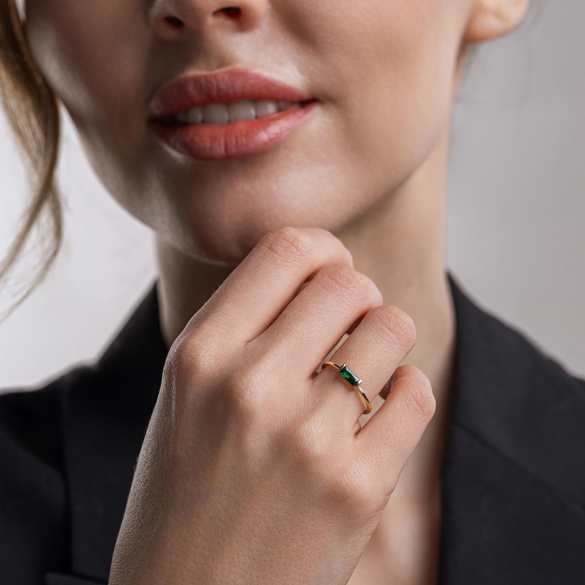 Edge Green Zümrüt Baget Yüzük