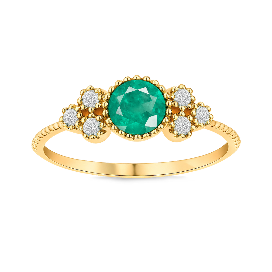 Oval Kesim Zümrüt Vintage Yüzük - Aurelia