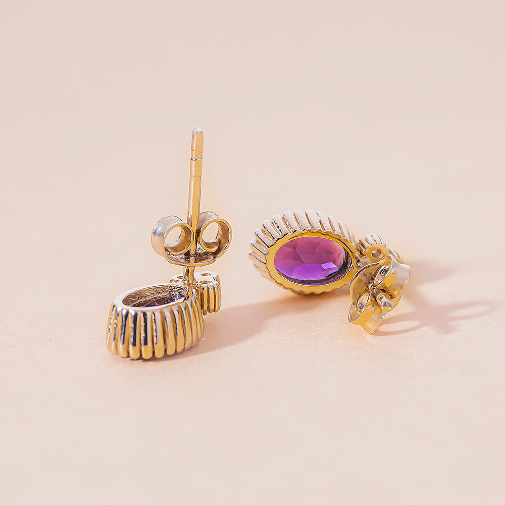 14k Altın Ametist Küpe