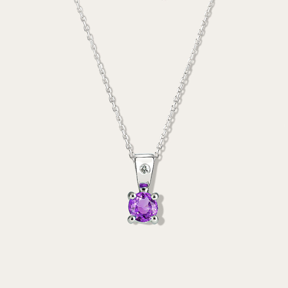 0.40 Karat Amelya Pırlantalı Ametist Kolye
