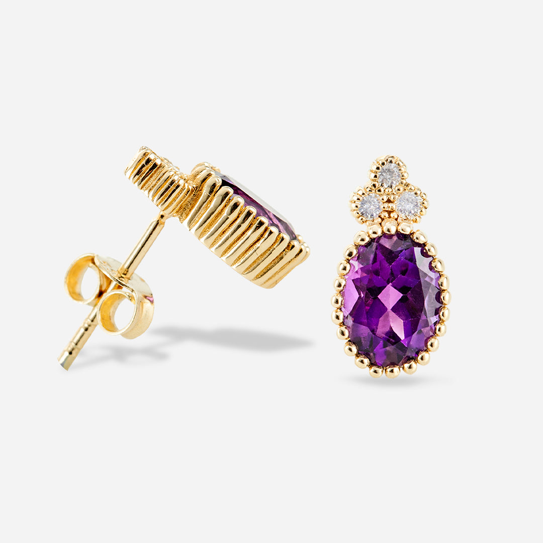 14k Altın Ametist Küpe