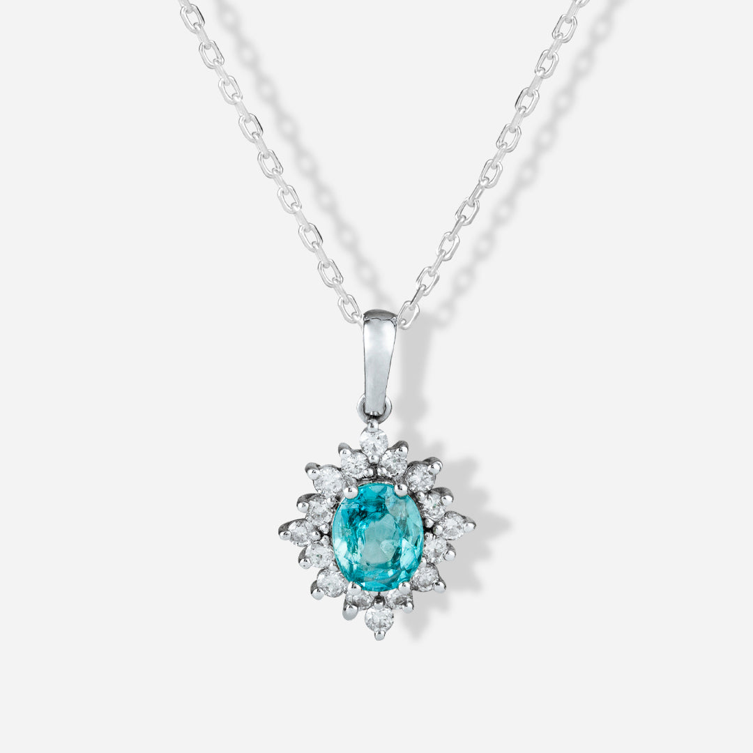 Doğal Pırlantalı Royal Topaz Kolye